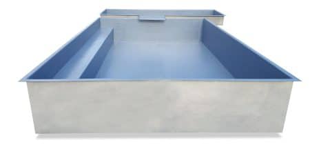 Bassins sur mesure avec palier et lame d’eau 380 x 250 x 75