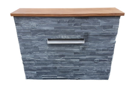 Muret avec lame d'eau JCB schiste gris
